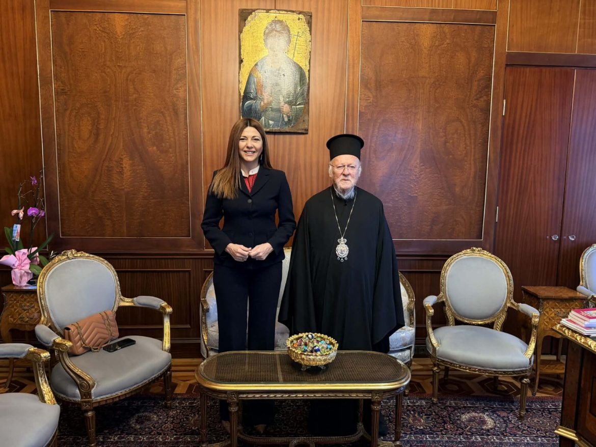 Greece Minister Of Education And Religious Affairs Sofia Zacharaki Ecumenical Patriarch Bartholomew