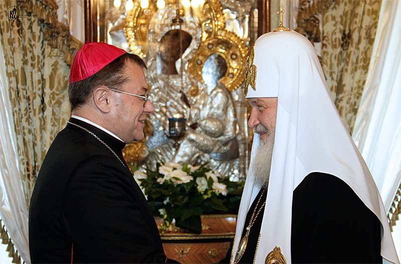 Patriarch Kirill Meets With Ordinary Of Catholic Archdiocese Of The Mother Of God In Moscow Archbishop Paolo Pezzi