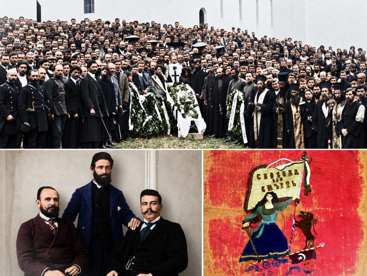 Historical Crowd Portrait And Banner