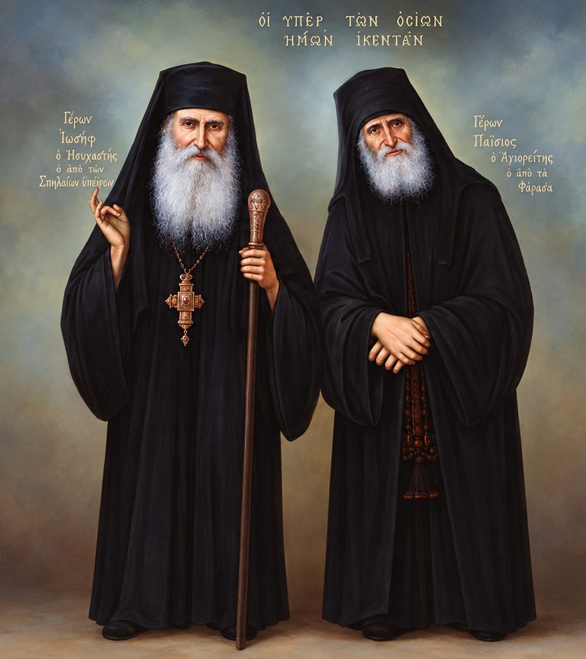Two Orthodox Monks In Reverent Portrait